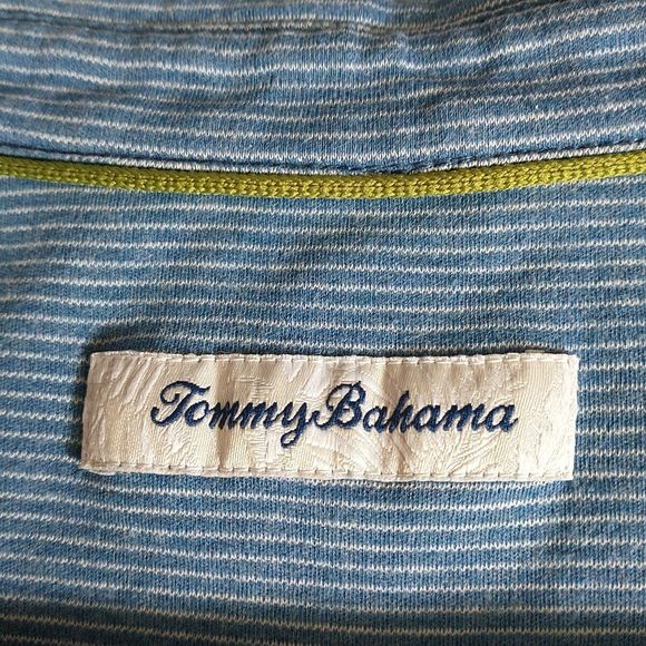 Tommy Bahama Polo Shirt Men 2XL Blue Striped 100% Cotton Embroidered Logo Knit - Picture 7 of 9